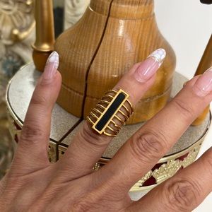 Gold plated unique Ring size 5 stainless steel